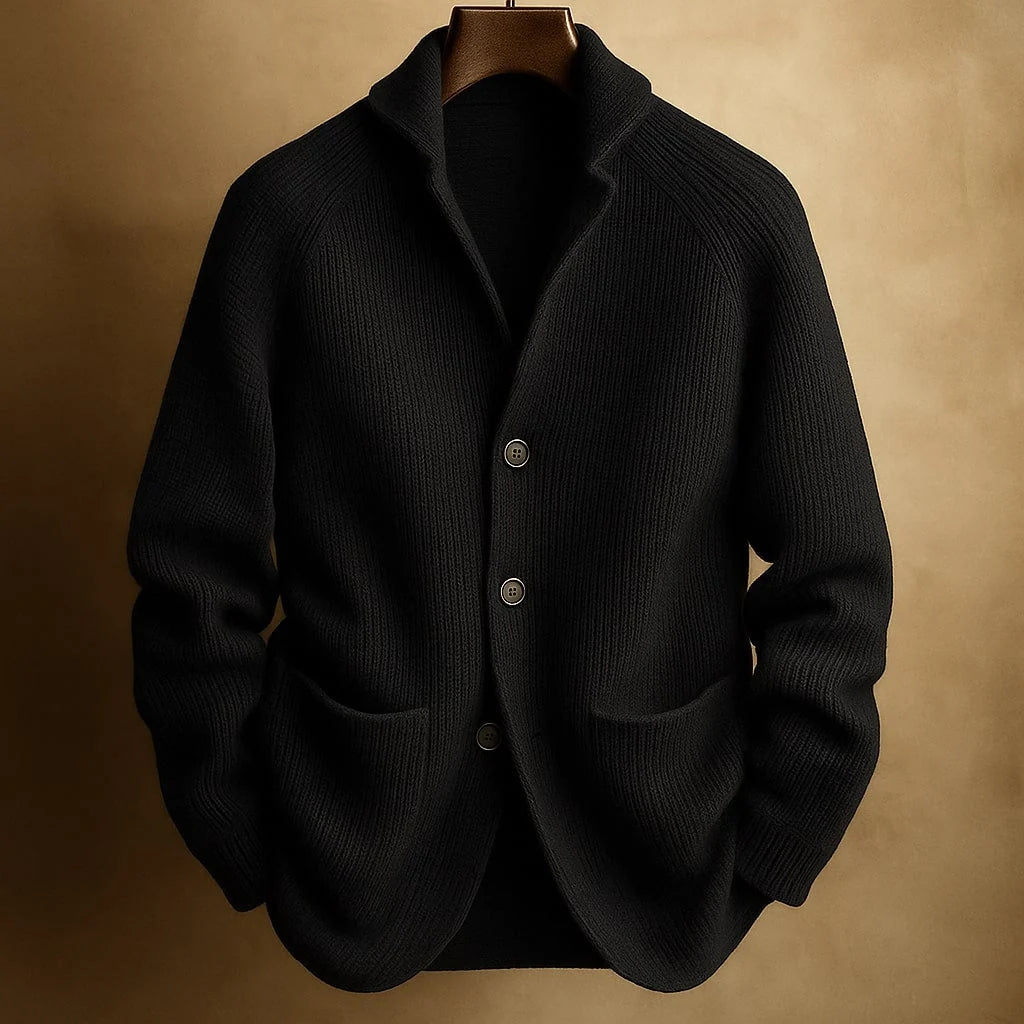 Ribbed Wool Shawl Cardigan | Men's Cardigan Sweater 6