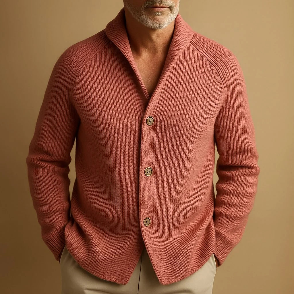 Ribbed Wool Shawl Cardigan | Men's Cardigan Sweater 7