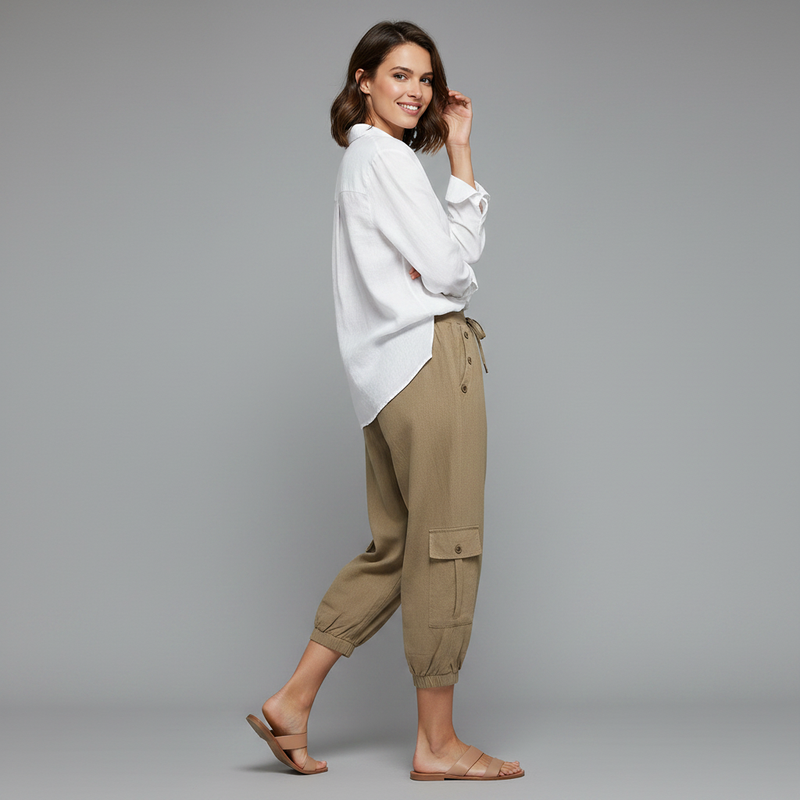 Jana | Women's Casual Trousers with Pockets and Drawstring