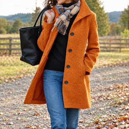 Women's Classic Button-Up Longline Winter Coat 0