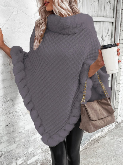 Women's Cozy Batwing Sleeve Turtleneck Poncho 6