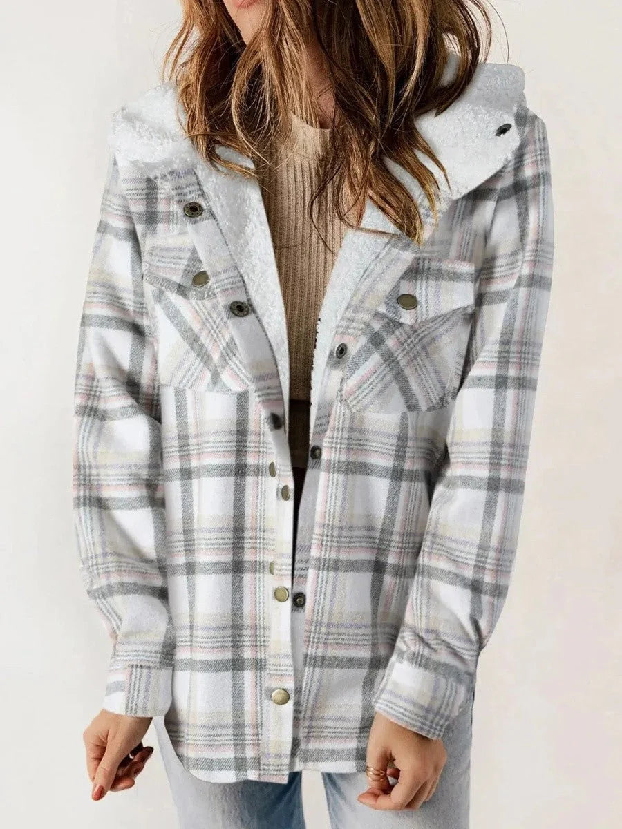 Women's Cozy Hooded Button-Down Autumn Jacket 4
