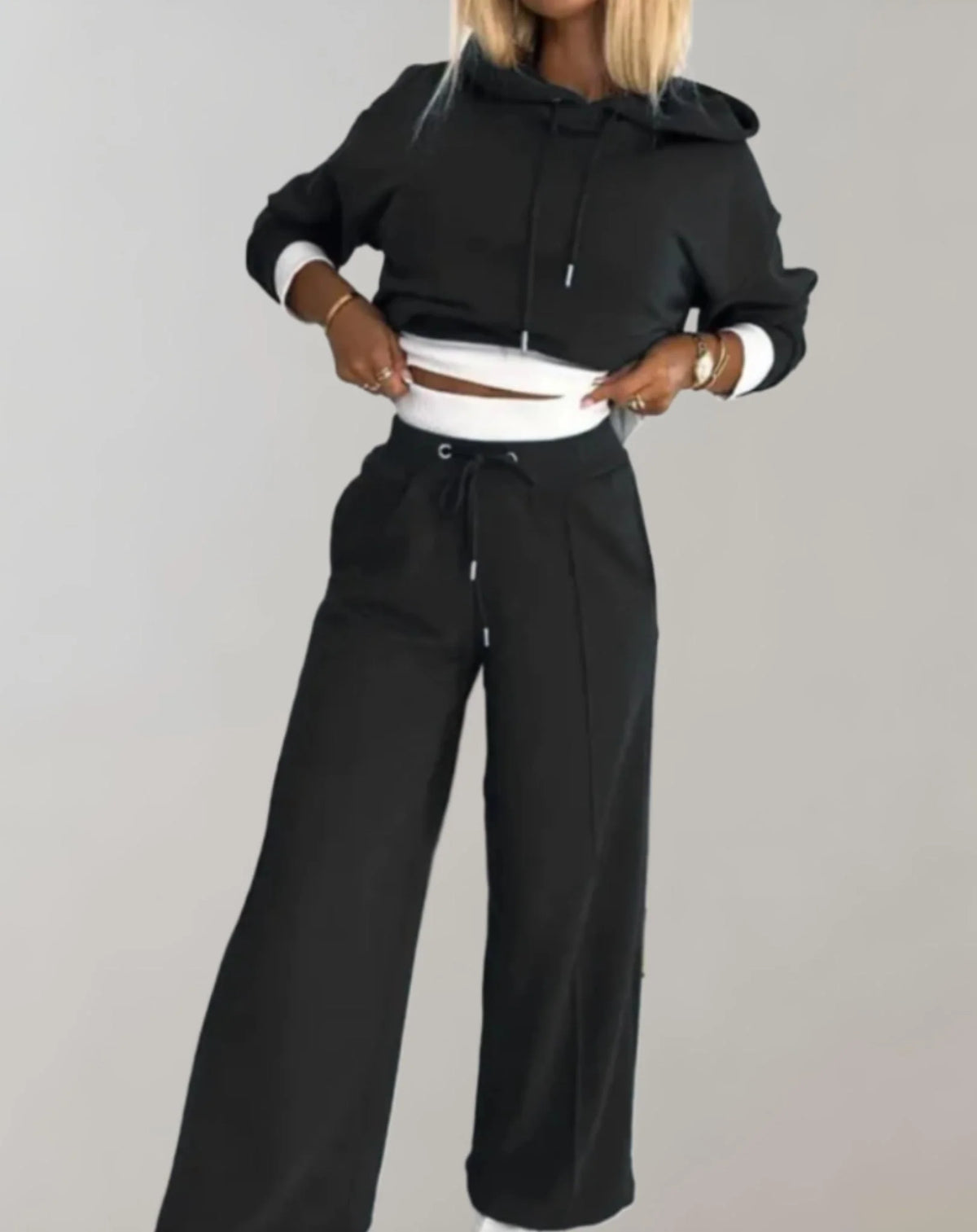 Women's Cozy Hooded Relaxed Fit Jogger Sweat Set 0