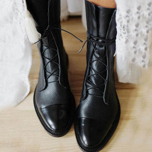 Women's Elegant Cap Toe Lace-Up Ankle Boots 0