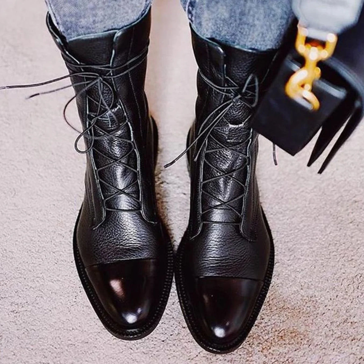 Women's Elegant Cap Toe Lace-Up Ankle Boots 4