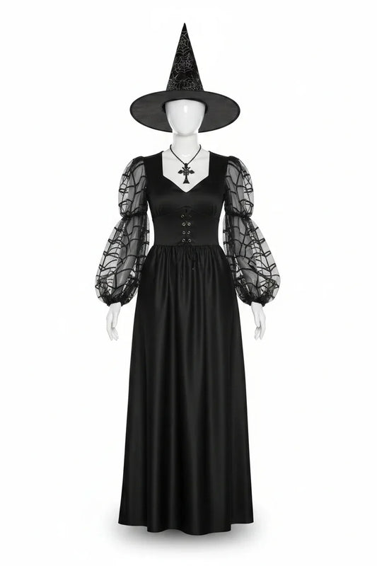 Women's Elegant Fitted Corset Puff Sleeve Maxi Dress 0