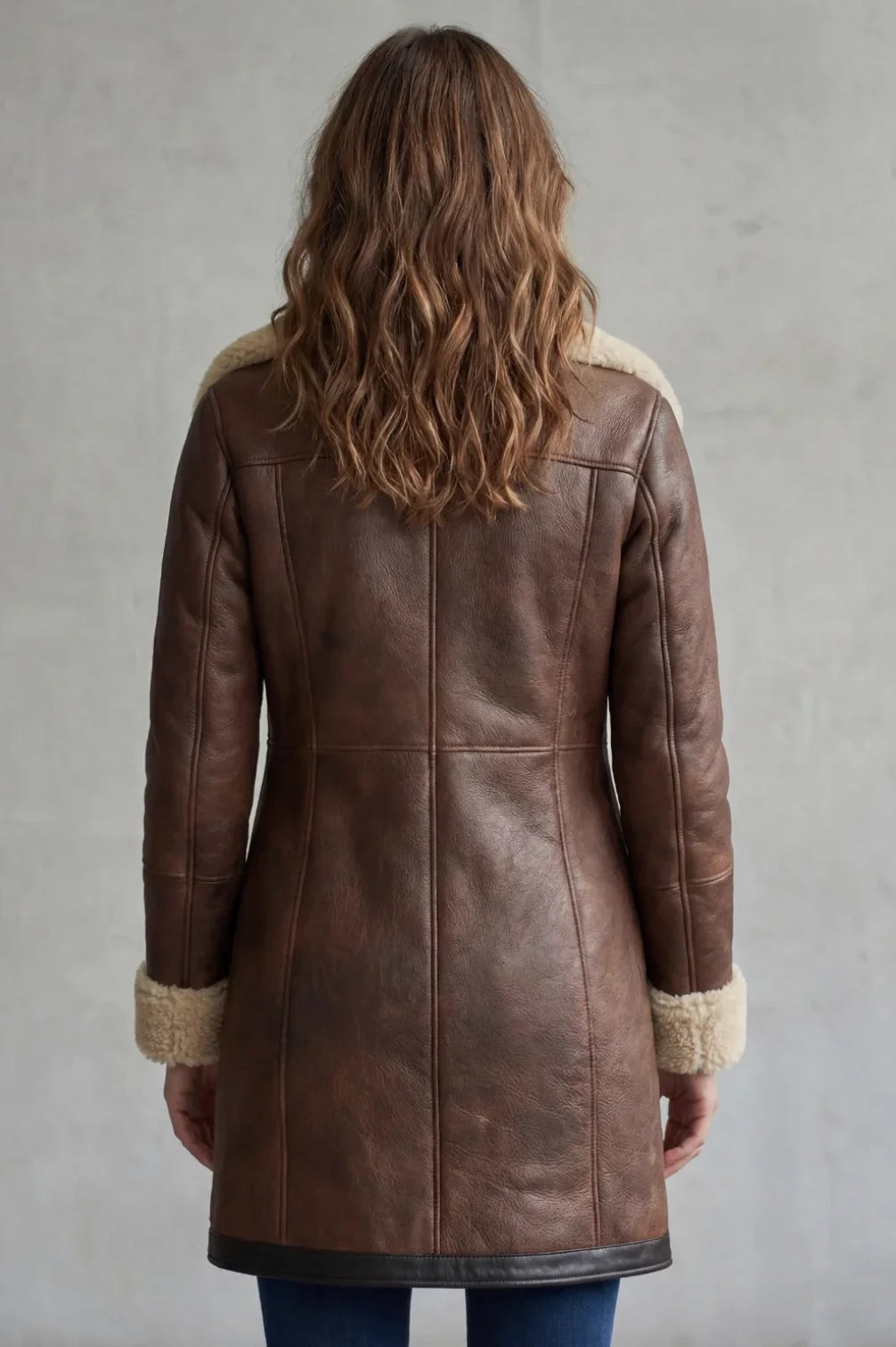 Women's Elegant Flattering Leather Winter Coat 2