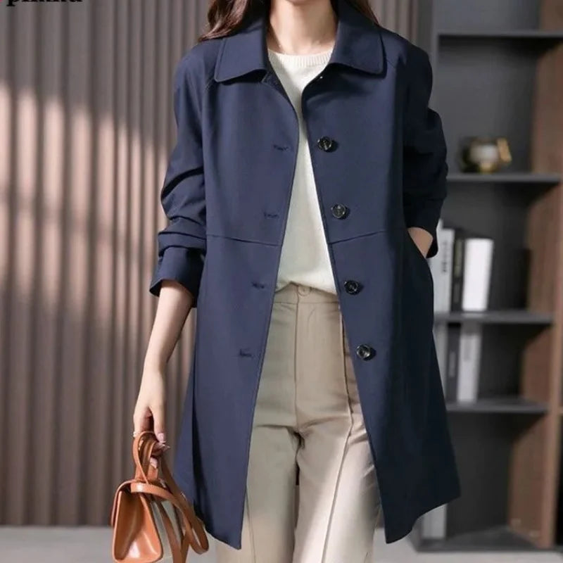 Women's Elegant Longline Tie-Waist Trench Coat 1