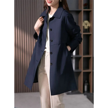Women's Elegant Longline Tie-Waist Trench Coat 4