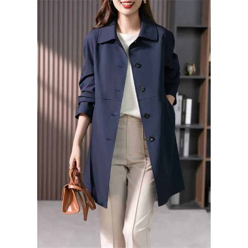Women's Elegant Longline Tie-Waist Trench Coat 5