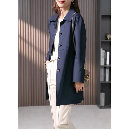 Women's Elegant Longline Tie-Waist Trench Coat 6