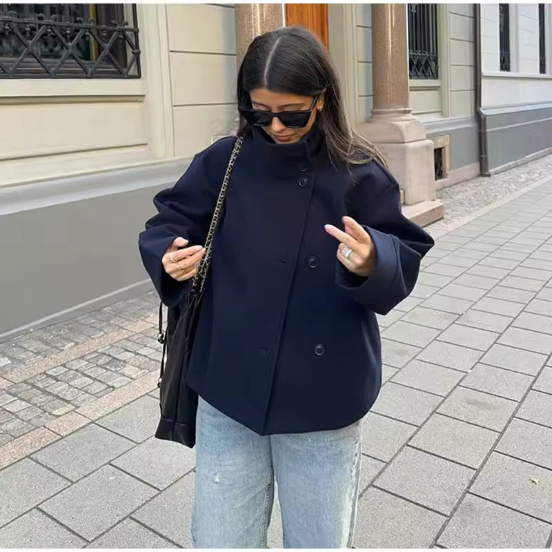 Women's Elegant Tailored Double-Breasted Coat 1