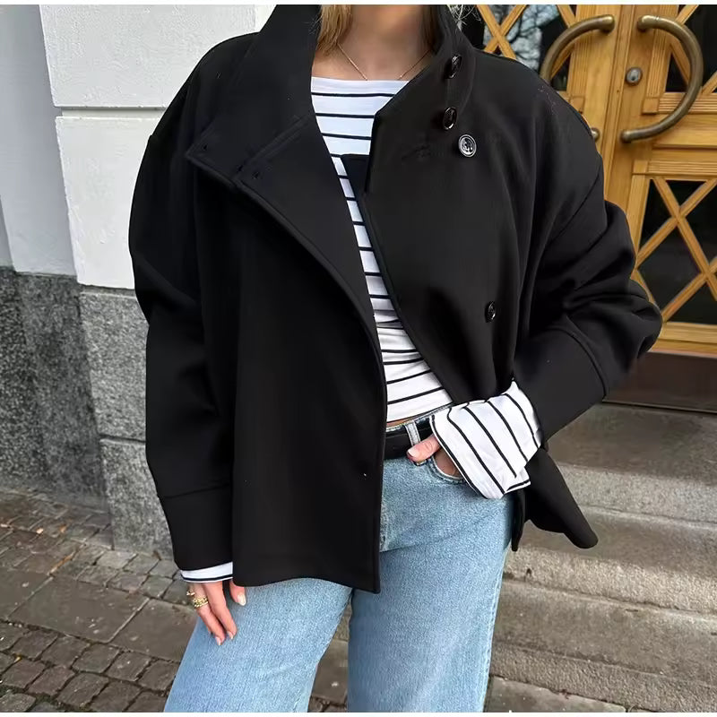 Women's Elegant Tailored Double-Breasted Coat 4