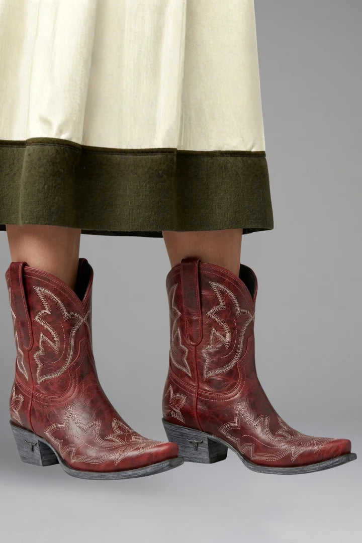 Women's Embroidered Pointed Toe Mid-Calf Cowgirl Boots 3