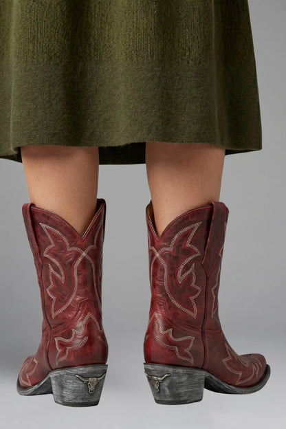 Women's Embroidered Pointed Toe Mid-Calf Cowgirl Boots 4