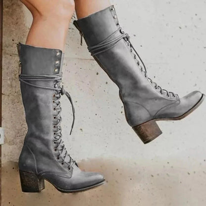 Women's Leather Lace-Up Mid-Calf Boots | Orthopedic Footwear 1