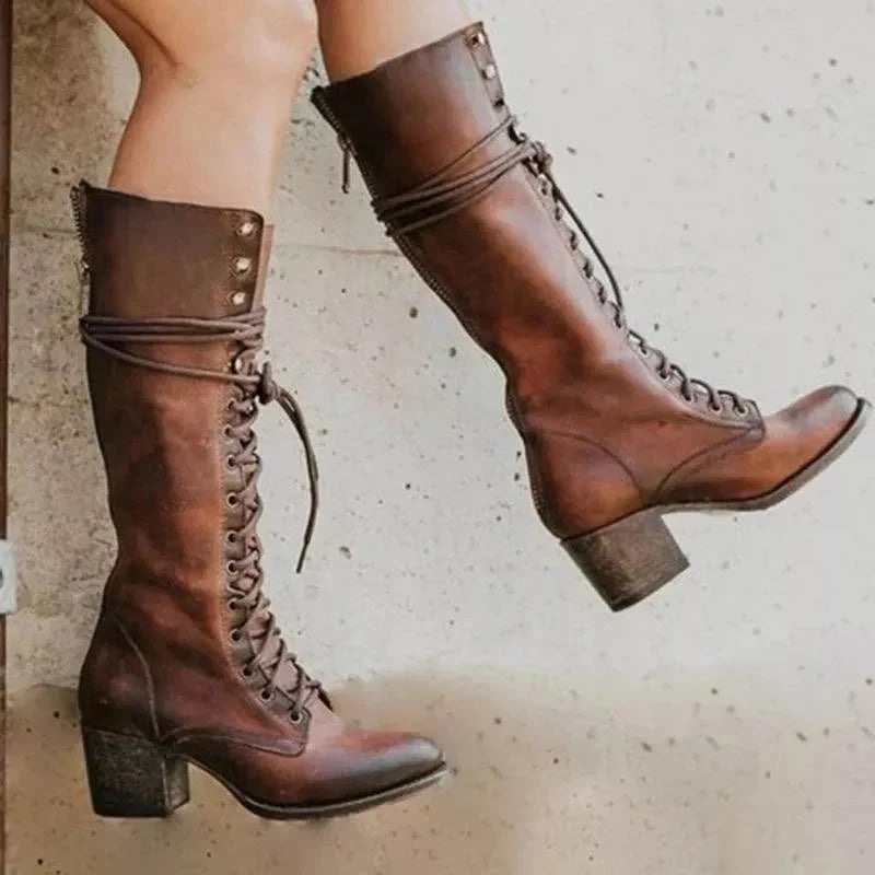 Women's Leather Lace-Up Mid-Calf Boots | Orthopedic Footwear 2