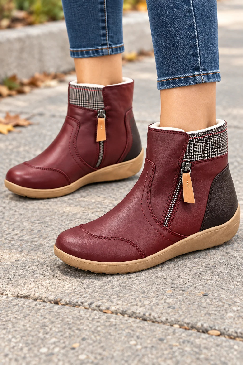 Women's Modern Double-Zip Flat Black Ankle Boots 4