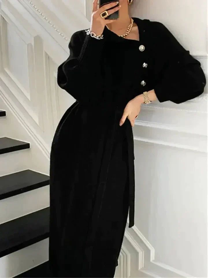 Women's Turtleneck Sweater Dress with Belt | Sweater Dress 2